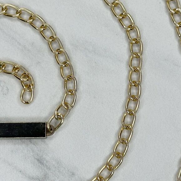 Gold Tone Skinny Chain Link Belt with Bar Details Y2K Festival ✨ - Picture 9 of 12